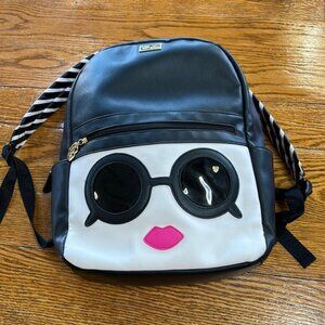 Betsey Johnson sunglasses face backpack black white pink LBREGAN style